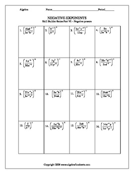 Laws of Exponents: Negative Exponents SkillBuilder ...