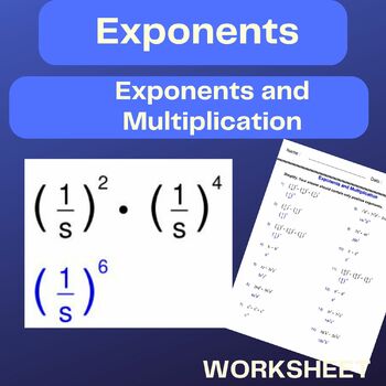 Preview of Exponents and Multiplication - Simplifying - Exponents  Worksheets