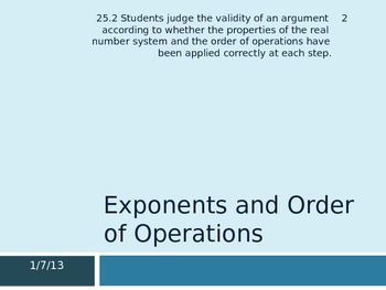 Preview of Exponents and Order of Operations
