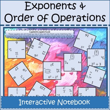 Preview of Exponents and Order of Operations Digital Interactive Notebook and Activities