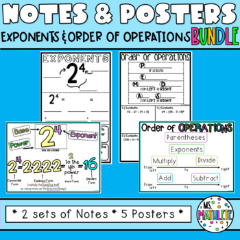 Preview of NOTES AND POSTERS BUNDLE:  Exponents and Order of Operations