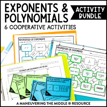 Preview of Exponents and Polynomials Activity Bundle | Properties of Exponents Activities