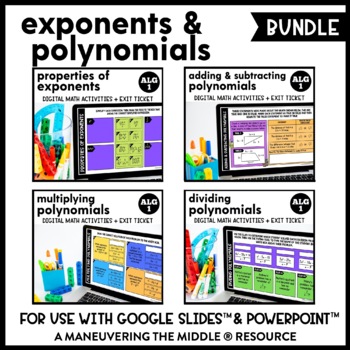 Preview of Exponents and Polynomials Digital Math Activity Bundle | Algebra 1