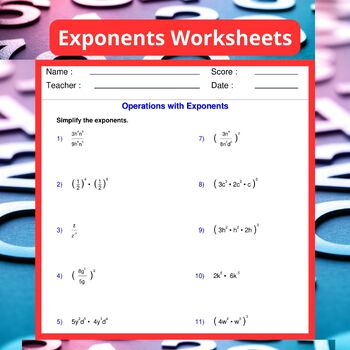 Preview of Exponents and Radicals Worksheets