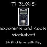 Exponents and Roots task (with Key) for your TI-30XIIS Calculator
