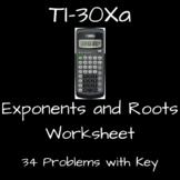 Exponents and Roots task (with Key) for your TI-30Xa Calculator