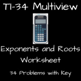 Exponents and Roots task, (with Key), for your TI-34 Multi