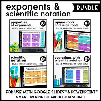 Preview of Exponents & Scientific Notation Digital Math Activity Bundle | 8th Grade Math