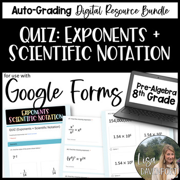 Preview of Exponents and Scientific Notation Google Forms Quiz