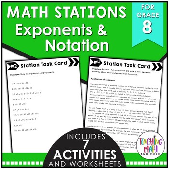 Preview of Exponents Math Stations | Scientific Notation Math Stations