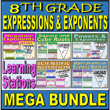 Preview of Exponents and Scientific Notation Mega Bundle - 5  Learning Station Packs