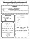 Exponents and Scientific Notation Notes