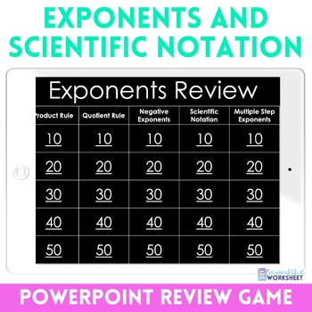 Preview of Exponents and Scientific Notation PowerPoint Review Math Game