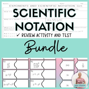 Preview of Exponents and Scientific Notation Review/Test Bundle