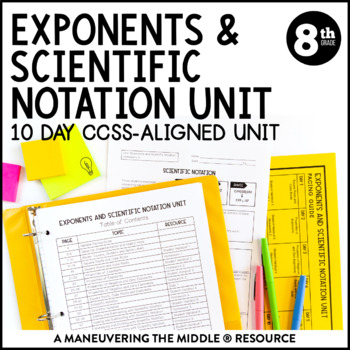 Preview of Exponents and Scientific Notation Unit | Properties of Exponents 8th Grade Notes