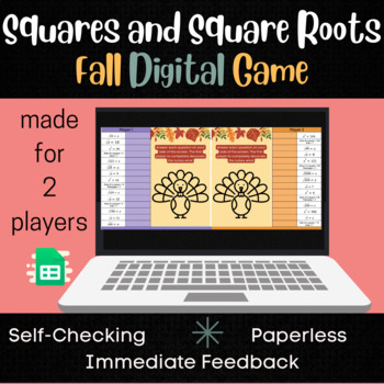 Preview of Exponents and Square Roots - Fall and Thanksgiving Digital Math Activity