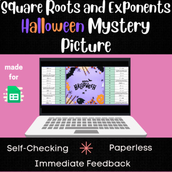 Preview of Exponents and Square Roots - Halloween Digital Math Activity