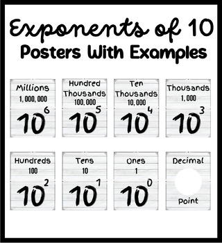 Preview of Exponents of 10 | Rules of Exponents & Examples Classroom Posters | Mathematics