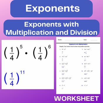 Preview of Exponents with Multiplication and Division -simplifying - Exponents Works