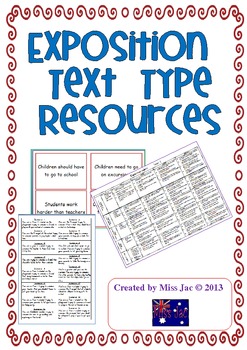 Preview of Exposition or persuasive argument genre/text type resources for writing