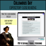 Close Reading - Columbus Day - DIGITAL & PRINT