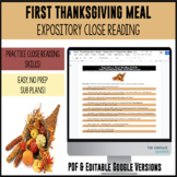 Close Reading - First Thanksgiving Meal - DIGITAL & PRINT