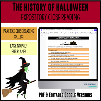 Preview of Close Reading - The History of Halloween - DIGITAL & PRINT