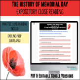 Close Reading for The History of Memorial Day - DIGITAL & PRINT