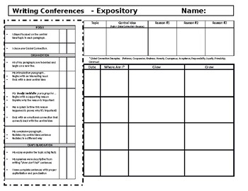 Preview of Expository Checklist and Goal Setting for Individual Writing Conferences