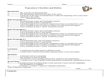 expository essay checklist