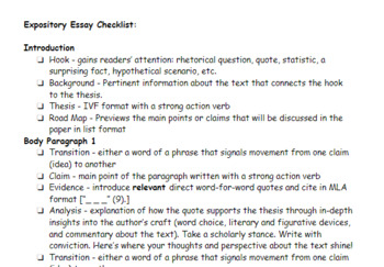 checklist for expository essay