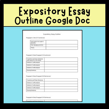 Preview of Expository Essay Outline | Google Doc