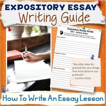 Preview of Expository Essay Writing Guide, Templates, Worksheets, Gratitude Essays Prompts