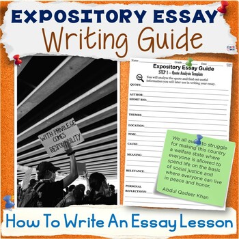 Preview of Expository Essay Writing Unit, Guide, Templates, Social Justice Essays Prompts