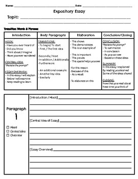 Preview of Expository Essay Writing Template aligned w Common Core and FL BEST Standards