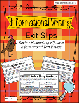 Preview of Expository/Informational Writing Exit Slips