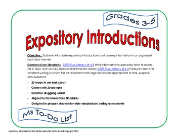 Preview of Expository Introductions Task Cards