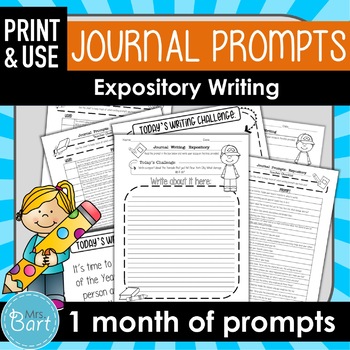 Expository Journal Writing Prompts by Mrs Bart | TpT