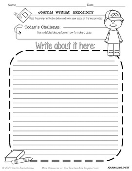 Expository Journal Writing Prompts by Mrs Bart | TpT