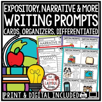 Preview of Expository Opinion Narrative Writing Prompts 3rd 4th Grade Graphic Organizers