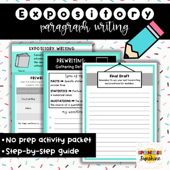 Preview of FREE, NO PREP ELA Expository Paragraph Writing Activity Printable