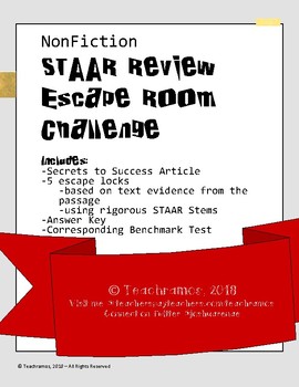 Preview of Reading Test Review: Nonfiction Escape Room Challenge!