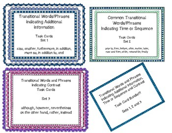Preview of Expository Transitional Words Task Cards Bundle Sets 1-3