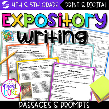 Preview of Expository Writing Passages Prompts Lexile Levels 4th 5th Grade Report Test Prep
