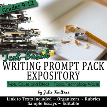 Preview of Writing Prompt Pack, Expository Essay Causes & Effects of Tech Waste