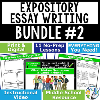 Preview of Expository Essay Writing Prompts, Informative Writing Graphic Organizers, Bundle