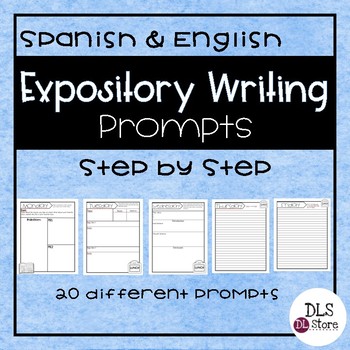 Preview of Expository Writing Prompts Step by Step in English & Spanish