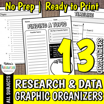 Preview of Research, Data & Note-Taking Graphic Organizers Pack