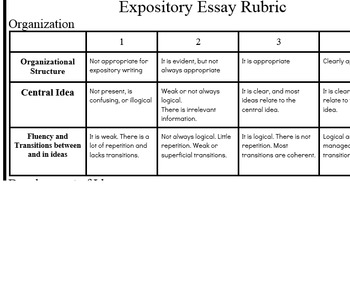 rubric for essay writing grade 9