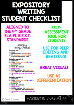Preview of Expository Writing Student Checklist
